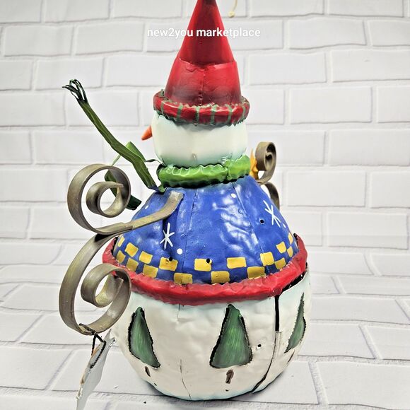 Whimsical Metal Snowman Candle Lantern Holder Holiday Christmas Decor 13” Tall - Picture 6 of 16